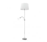 Pie de salon rilon 1xe27+1xe14 c/lector plata pantalla blanca 175,5x40