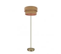 Pie salon doble smile 1xe27 cuero/madera oscura 162x40x40 cm
