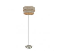 Pie salon doble smile 1xe27 niquel/madera gris 162x40x40 cm