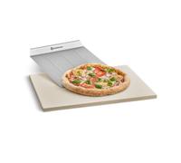 Piedra para pizza BURNHARD® de cordierita, pala de acero inoxidable, piedra para pizza crujiente, 45x35 cm, para horno y parrilla - Set de piedra y pala para pizza