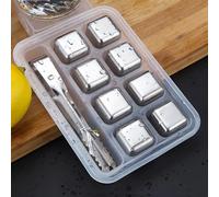 Piedras enfriadoras de whisky, cubitos de hielo reutilizables de acero inoxidable para beber hielo, cerveza, piedra de refresco, embalaje de caja de congelación rápida con Clip 4pcs - 1set