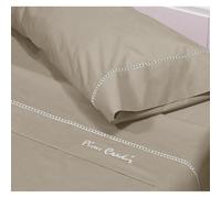 Pierre Cardin® Juego de Sabanas 3 Piezas, 90 x 200 cm, 100% Algodón, Gramaje 130g/m², 180 Hilos, Funda de Almohada 45 x 110 cm, tamaño sábana encimera 160 x 280 cm, Alta calidad. ARCADIA Color Marrón