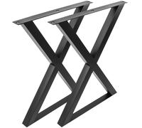 Pies en 'X' para mesa. Patas en acero negro 590 x 50 x 710 mm 2-pack - PrimeMatik
