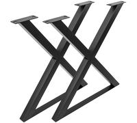 Pies en 'X' para mesa. Patas en acero negro 680 x 50 x 710 mm 2-pack - PrimeMatik