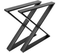 Pies en 'X' para mesa. Patas en acero negro 680 x 80 x 710 mm 2-pack con base horizontal - PrimeMatik