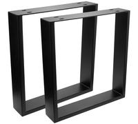 Pies rectangulares para mesita y banqueta. Patas en acero negro 400 x 80 x 430 mm 2-pack, tubos 80 x 20 mm - PrimeMatik