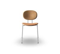 Piet Hein Silla de Comedor Cromo Cuero Coñac