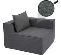 Pieza lateral/accesorio para sofá HWC-O54, sillón de descanso, sillón tapizado, reposabrazos, tela/textil (300g/m²), 63x97x97 cm, color gris oscuro