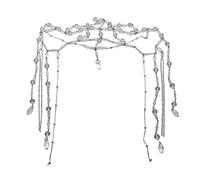 Pieza para la cabeza con cuentas de cristal, cadena en capas, joyería de Navidad, graduación, joyería de hadas, mujeres, niñas, adolescentes, placa de novia, joyería hecha a mano, delicada decoración