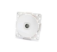 Pieza para toma de TV 1 vía, color blanco, adecuada para conexiones alemanas y francesas, ideal para sistemas de transmisión de señal.