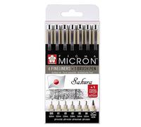PIGMA MICRON Sakura ESPACEBEAUXARTS Manga Set Negro 7 Todas Las Plumas Set 005,01,02,03,05,08, Brush