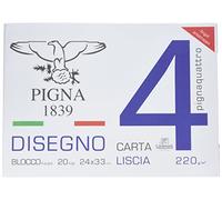 Pigna 4 Disegno Carta, Color blanco, 330 mm, 240 mm, 20 fogli