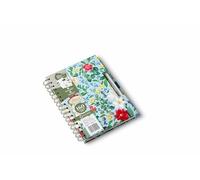 Pigna, A5 Flores de la naturaleza cuaderno encuadernado en espiral con pegatinas,Bolsillo interior y soporte para bolígrafo, 16x21,3 cm, 1R,rayado,Papel reciclado 80 g/m²,Fondo azul claro,Paquete 1