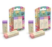 Pigna, Blister 2 gomas de borrar NATURE FLOWERS, sin PVC, rosa y violeta (Paquete de 2)