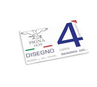 Pigna, bloc de dibujo de 4 esquinas PignaQuattro, Formato 33x48 cm, 20 hojas 220 g/m², Perfecto para dibujar y esbozar, Papel cuadriculado liso, Pack 1 ud.