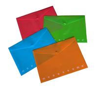Pigna, Bolsas transparentes para hojas A5 con botón MONOCROME PPL, colores surtidos, paquete de 12