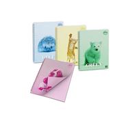 Pigna, Cuaderno espiral con hojas de colores Colour Inside, formato 10 x 15 cm, 50 hojas, 80 g/m², hojas cuadriculadas de 5 mm, colores surtidos, paquete de 4 unidades (4 unidades en el paquete)
