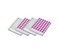 Pigna, paquete con 4 cuadernos de espiral en formato A5, LISO CON ESTAMPADO, impresos por ambas caras, 2 verdes + 2 rosas