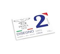 Pigna, PignaDue Bloc de dibujo con 4 esquinas, Formato 24x33 cm, 20 hojas 110 g/m², Perfecto para dibujar y esbozar, Papel liso, Pack 1 ud.