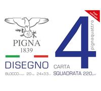 Pigna Pignaquattro 0220022SG, Album de dibujo, Formato 24 x 33 cm, Hojas planas cuadradas, 220 gramos / m2, 20 Hojas