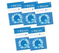 Pigna Portapapeles QUABLOCK A5, papel 80 g/m², 4 agujeros, 5M interior, cuadrados de 5 mm, recambios para carpetas de anillas, ideal para la escuela y la oficina, 50 hojas, 5 unid.