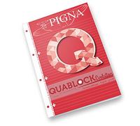 Pigna Quablock Evolutiom A4 Block, papel 80 g/m², 4 agujeros con banda reforzada, interior 1R, pautado, ideal para la escuela y la oficina, recambio para carpeta de anillas, 40 hojas, 5 unid.