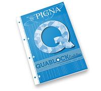 Pigna QUABLOCK EVOLUTION Block A4, papel de 80 g/m², 4 agujeros con banda reforzada, 5M interior, cuadrados de 5 mm, Ideal para la escuela y la oficina, Recambios para carpetas de anillas, 5 unid.