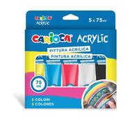 PIintura Acrílica CARIOCA 75 ml. Pack x5 Colores