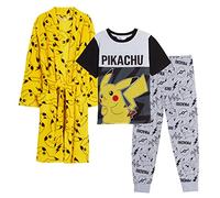 Pijama Pokemon para niños + bata de baño Pikachu a juego + bata, amarillo, 11-12 Años