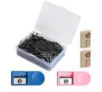 PIKABOOM Juego de recambios de compás: 500 Piezas 2B, 2mm de diámetro, con sacapuntas y Goma. Ideal para Oficina, Escuela, Compatible con Faber Castell.