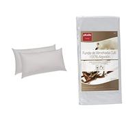 Pikolin Home - Pack De 2 Almohadas De Fibra, con Tratamiento Aloe Vera, Firmeza Baja, 40X70Cm (Todas Las Medidas) + - Funda De Almohada Cutí, 100% Algodón Satén, 40X70Cm (Todas Las Medidas)
