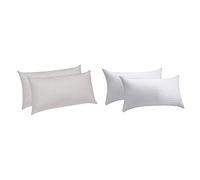 Pikolin Home - Pack de 2 Almohadas de Fibra, con Tratamiento Aloe Vera, firmeza Baja + Home - Pack de 2 Fundas de Almohada cutí, 100% algodón satén, 40x90cm (Todas Las Medidas)