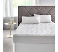 PIKOLIN HOME - Protector de colchón acolchado antialérgico y transpirable, 100% algodón, ajuste elástico para colchones hasta 32 cm White 135x190/200 cm