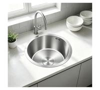 Pila de Cocina PequeñO, Fregadero Circular Lavadero Cocina Inox | Formas de Instalar Sobre Encimera/Bajo Encimera, para Hogares, Restaurantes, Bares, Cocinas(36cm)