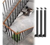 Pilar de barandilla de Montaje Lateral - Poste de balaustres de Escalera, husillos de pasamanos de Metal Negro con Soporte de ángulo Plano y Ajustable de 270°, Columna de barandilla para TER