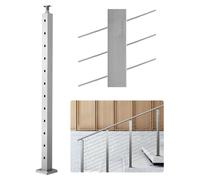 Pilares para barandillas VEVOR, 107x5x5 cm, con 30° de ángulo preperforados, acero inoxidable con soporte horizontal y curvo, 1 unidad, color plateado, código: 1JZLGZXYS1062TLWC001V0