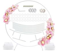 PILIN Kit de arco de globo redondo de metal dorado enorme Extraíble Fácil de transportar y reutilizable La mejor decoración para eventos de fiesta (∅1.8M BLANCO)