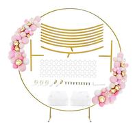 PILIN Kit de arco de globo redondo de metal dorado enorme Extraíble Fácil de transportar y reutilizable La mejor decoración para eventos de fiesta (∅1.8M)