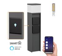 ledscom.de Luz de bolardo PODEL para exteriores, Smart Home, 39cm, antracita, 2 casquillos, in ombilla G9, 501lm, blanco cálido