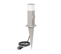 Pilona POLLY con pincho de suelo y cable de 2 m para exterior Toma G9 cromada de
