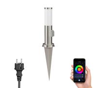 Pilona PORU con pica de suelo y cable de 2m para exterior acero inoxidable