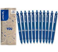 PILOT - 10+1 GRATIS Acroball - Bolígrafo Retráctil y Recargable | Tinta Ultra Suave - Agarre Ergonómico - Escritura Fluida y Cómoda - Azul - Punta Media (1mm)