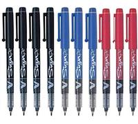 PILOT 10 Boligrafos V Sign Pen rotuladores (negro, rojo, azul)