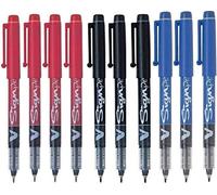 PILOT 10 Boligrafos V Sign Pen rotuladores (rojo, negro, azul)