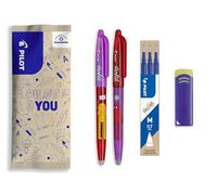 PILOT - 2 FriXion Ball + 3 Recambios + 1 Goma de REGALO - Bolígrafo Borrable Bonito - Edición Limitada FriXion Friends, Bolígrafo de la Amistad - Flores - Recargable - Tinta Azul - Punta Media