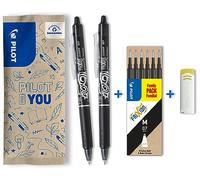 PILOT - 2 FriXion Ball Clicker + 6 Recambios - Bolígrafo Borrable - Azul | Tinta Termosensible - Escritura Fluida, Limpia, Sin Tachaduras - Retráctil y Recargable - Azul - Punta Media (0,7mm)