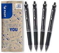 PILOT - 4 Acroball - Bolígrafo Retráctil y Recargable - Negro | Tinta Ultra Suave - Agarre Ergonómico - Escritura Fluida y Cómoda - Negro - Punta Media (1mm)