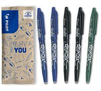 PILOT - 5 FriXion Ball - Bolígrafo Borrable Recargable - Punta Media | Tinta Termosensible - Escritura Fluida, Limpia, Sin Tachaduras - 2 Azul, 2 Negro, 1 Verde - Punta Media (0,7mm)