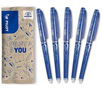 PILOT - 5 FriXion Point - Bolígrafo Borrable Recargable - Azul - Punta Fina | Tinta Termosensible - Máxima Precisión - Escritura Limpia, Sin Tachaduras - Azul - Punta Fina (0,5mm)