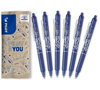 PILOT - 6 FriXion Ball Clicker - Bolígrafo Borrable Retráctil - Azul | Tinta Termosensible - Agarre Ergonómico - Escritura Fluida, Limpia, Sin Tachaduras - Azul - Punta Media (0,7mm)